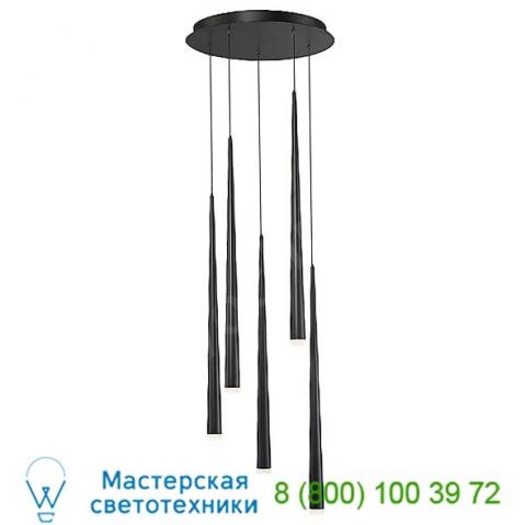 Modern forms pd-41803r-bk cascade etched glass round multi-light pendant, светильник