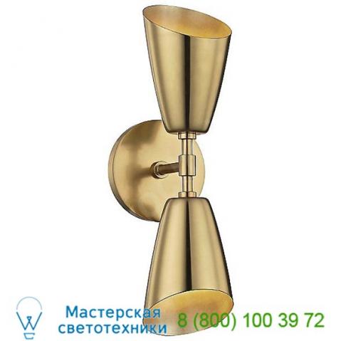 Mitzi - hudson valley lighting h115102-agb kai 2-light wall sconce, настенный светильник бра