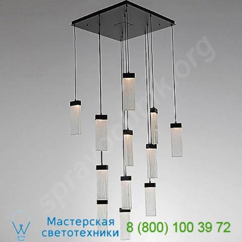 Hammerton studio chb0042-09-fb-bg-c01-l1 parallel glass square led multipoint pendant light