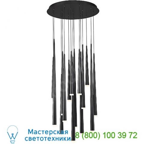 Modern forms pd-41803r-bk cascade etched glass round multi-light pendant, светильник