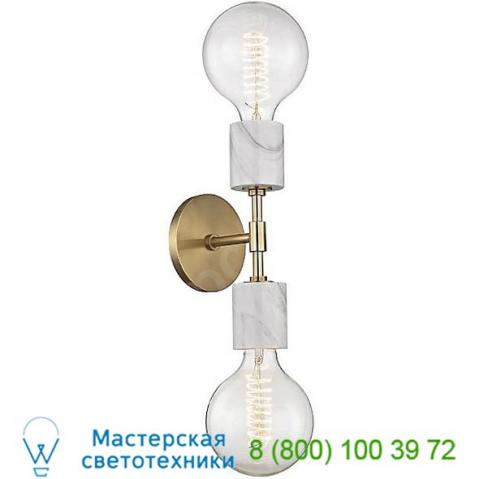 Asime double wall sconce h120102-agb mitzi - hudson valley lighting, настенный светильник бра